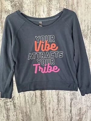 INSTANT MESSAGE Women's Size L Blue  Vibe Tribe  Pullover Sweatshirt • $8.46