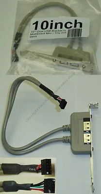 DIRTY Dual USB2.0 Port/Female/Jack Bracket~Motherboard 2x5 10pin/9pin {Tiny/Mini • $1.99
