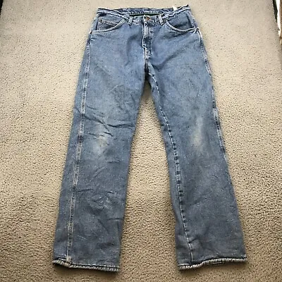 Wrangler Rugged Wear Jeans Adult 34x32 Blue Denim Fleece Lined Straight 43138 • $17.59
