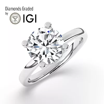 Round Solitaire Hidden Halo 950 Platinum Engagement Ring3 Ct Lab-grown IGI • $2392