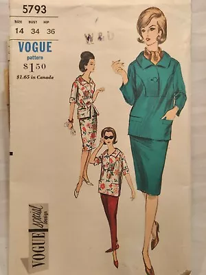 Uncut Vintage Vogue  Special Design  Pattern 5793 3/4 Sleeve Dress Pant 14-34B • $10