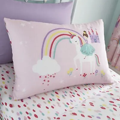 HLC Girls Kids Unicorns Princess Rainbow Pink Duvet Cover Curtains Throw Bunting • £9.99