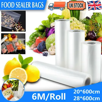£7.99 • Buy 1~5Rolls 20/28cm Textured Vacuum Vac Sealer Sous Vide Food Saver Storage Bags UK