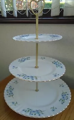 3 Tier XL China Cake Stand Made From Blue Rock Floral Plates By Richmond • £24