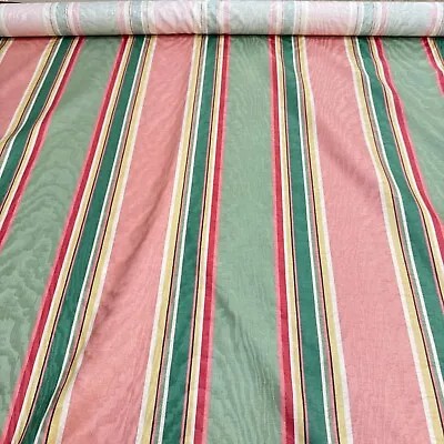 Vintage P Kaufmann Upholstery Fabric Red Green Stripes Hepburn Damask 7.5 Yr 54  • $72.80