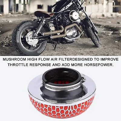 Universal 100mm Inlet Mushroom RacingHigh Flow Air Filter Intake Red Microfoam • $25.65