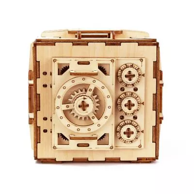 Safe Box Treasure 3D Wooden Model Locker Kit DIY Coin Bank Puzzle Brain; • £10.69