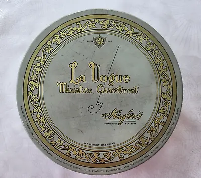 Vintage La Vogue Chocolate Candy Tin Huyler's New York Art Deco Slate Blue • $9.99