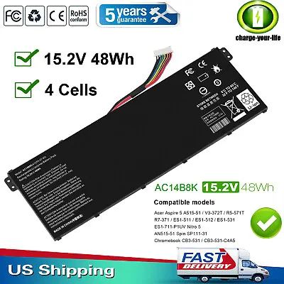 AC14B8K Battery For Acer Chromebook CB3-111 CB5-571 Aspire V3-371 AC14B3K 48Wh • $19.59