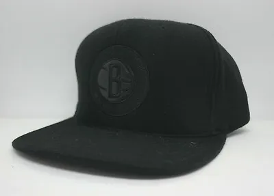 Mitchell & Ness Nba Brooklyn Nets (black Blackout) Snapback Cap Brand New!! • $19.99