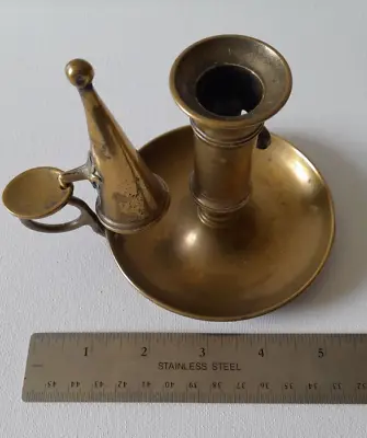 £50 • Buy Vintage Brass Adjustable Chamberstick Holder With Witches Hat Candle Snuffer