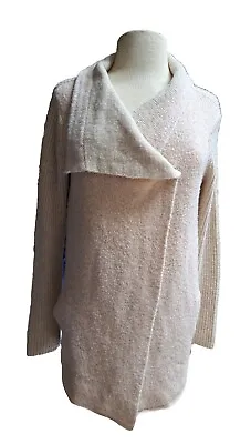 Anthropologie La Fee Verte Women's M L Draped Open Front Cardigan Sweater Cream • $24.95