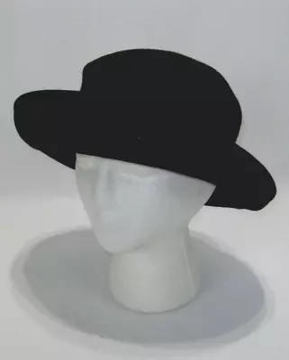 Amanda Smith Black Wool Dress Hat Italy Derby Bowler Rolled Brim  21  In Cir. • $27.68