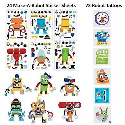 24 Make A Robot Stickers & 72 Tattoos - Boys Birthday Party Favors & Supplies • $9.99