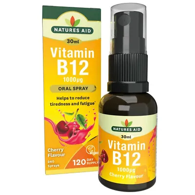Natures Aid Vitamin B12 1000µg Daily Oral Spray 30ml Cherry Flavour • £9.99