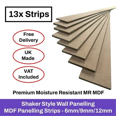 MDF Panelling Strips DIY Wall Paneling Paintable Kit Shaker Style Wall Panels • £139.99