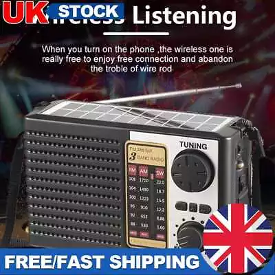 £17.54 • Buy AM FM SW Solar Radio Multi Band Portable Radio Portable Solar Radio With Speaker