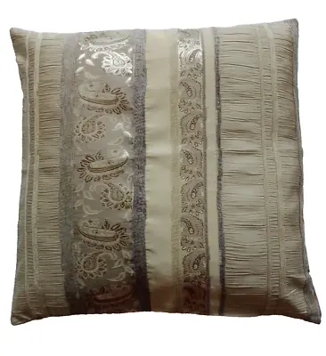 Oriental Paisley Silk Ethnic Boho Stripe Cushion Cover Beige Clearance Sale • £4.99