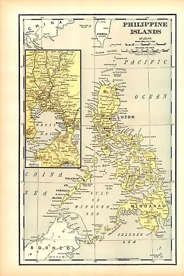  PHILIPPINE ISLANDS   LUZON MANILA Antique Dated Original Map 1899 • $44