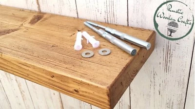 £1.50 • Buy Solid Wood Floating Mantel Radiator Shelf Rustic With Concealed Shelf Brackets