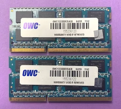 💥OWC 8GB(2 X 4GB) PC3-10600 COMPUTER MEMORY RAM OWC1333DDR3S4GB • $14.96