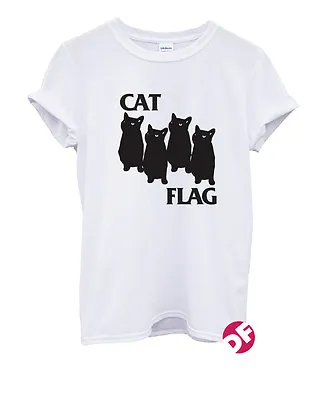 £11.99 • Buy Cat Flag T Shirt Parody Black Flag Kitty Kittens Joke Hipster Indie Punk NEW