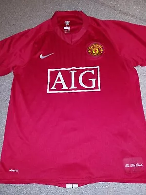 Manchester United Home Shirt 2007/08 Red Nike AIG Size Medium VGC • $19.89