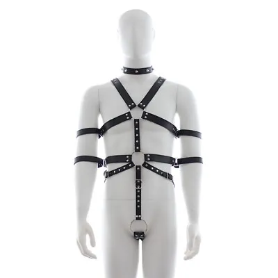 PU Leather Male Bodysuit Full Body Harness Bondage Clubwear Custome Cosplay BDSM • £23.99