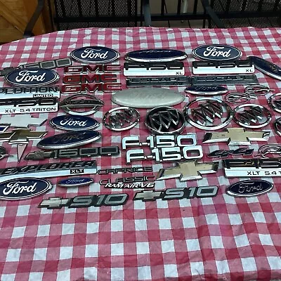 Lot Of  51 Vintage Auto Emblems Ford Chevy GMC Volkswagon Pontiac • $72