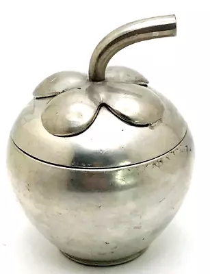 Silver Pewter Apple Shape Trinket Box Salt Marked Pura On Bottom With Lid • $10.98