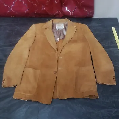 Vintage McGregor Drizzle Suede Blazer Jacket Men's Size 40 Tan DuPont Quilon • $59.95