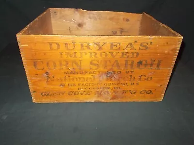 Antique DURYEA's Corn Starch Of Oswego NY Dovetailed Wooden Box C 19th Century • $14.99