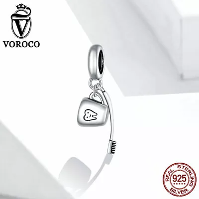 Voroco European 925 Sterling Silver Toothbrush Cup DIY Bracelet Charm For Chain • $7.93