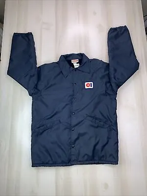 Vintage Hartwell Mens Navy Blue Fleece Lined Nylon Jacket Medium USA Made • $35.50