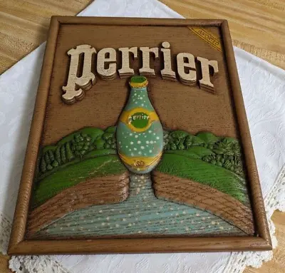 Vtg. Perrier Water Advertisement Wall Plaque 1977. Composition? • $75