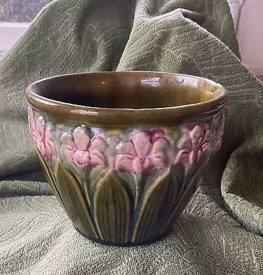 Brush Mccoy  Pottery Amaryllis Jardiniere Pot Pink Green • $250