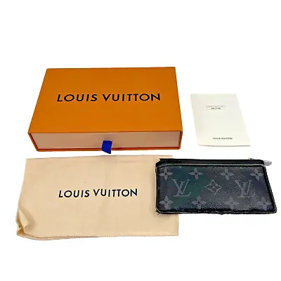 Louis Vuitton Monogram Eclipse M30271 Taiga Coin Card Holder Coin Case W/Box • $157.50