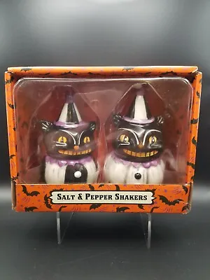 Johanna Parker Retro Vintage Style Halloween Cat Salt Pepper Shaker Set • $19.99