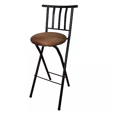 Indoor Metal Folding Stool With Slat Back And Microfiber Seat • $37.92