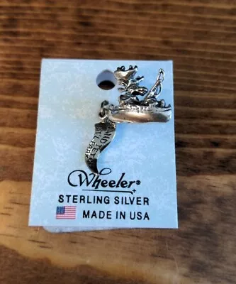 Charm Bracelet Sterling Silver Charm Grand Teton -Moose In A Canoe Fishing • $15.99