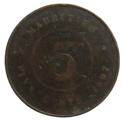 1897 Queen Victoria Mauritius 5 Cents Coin • $5.20
