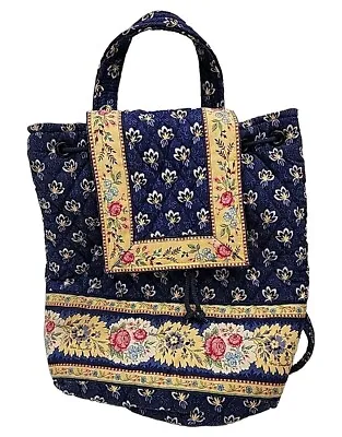 Vera Bradley Maison Blue Yellow Floral Backsack Drawstring Backpack Bag Purse • $30