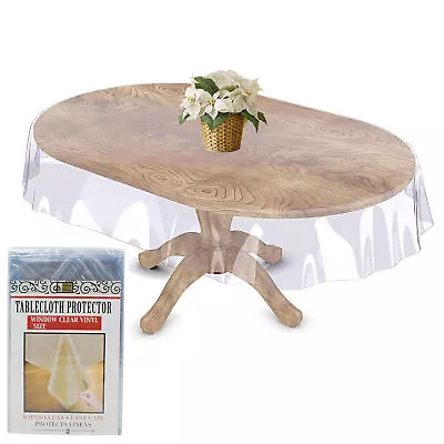 Heavy Duty Vinyl Clear Oval Tablecloth Cover Waterproof Protector Table 60X90 • $13