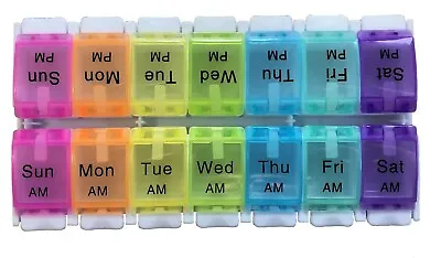 Grendle Pill Box Tablet Week Medicine Organiser Storage Dispenser 2 Rows AM PM • £5.95