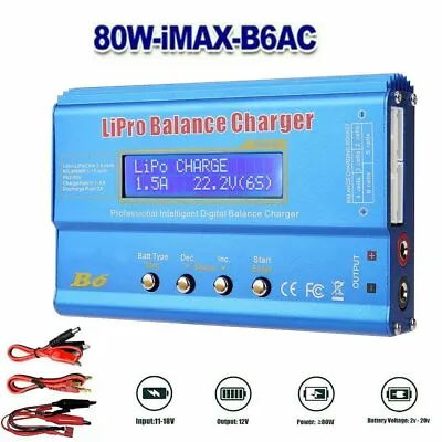 IMAX B6 RC 80W Li-ion LiPo NiMH Battery Balance Charger LCD Digital Discharger • $33.89
