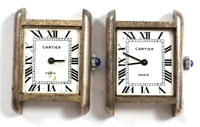 Vintage Pair Of Cartier Paris Tank 925 Sterling Silver Mechanic Watches Lot.rj • $1399.99