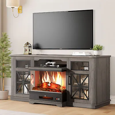 Fireplace TV Stand With 3-Sided Glass Fireplace For 65 Inch Entertainment Center • $334.99