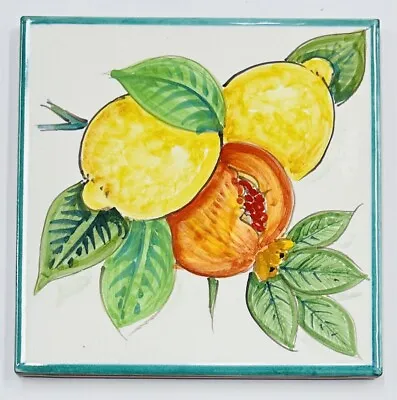 Vietri Pottery - 6’’ X 6’’ Lemon Tile Made By Hand In Italy • $39.99