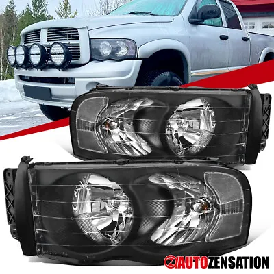 For 2002-2005 Dodge Ram 1500 2500 3500 Pickup Black Headlights Lamps Left+Right • $66.99