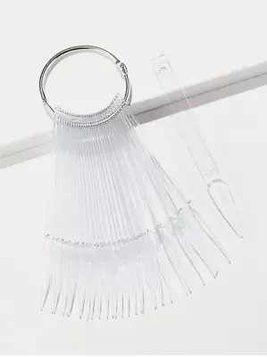 128 Pcs Clear Nail Swatch Sticks With Ring Fan Shape Nail Art Polish Display Tip • $8.49